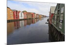 Colourful Wooden Warehouses on Wharves Beside the Nidelva River-Eleanor Scriven-Mounted Photographic Print