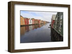 Colourful Wooden Warehouses on Wharves Beside the Nidelva River-Eleanor Scriven-Framed Photographic Print