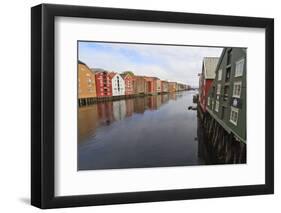 Colourful Wooden Warehouses on Wharves Beside the Nidelva River-Eleanor Scriven-Framed Photographic Print