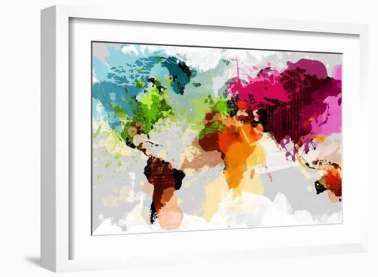 Colourful World Map-GraphINC-Framed Art Print