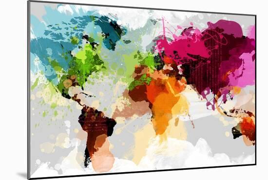 Colourful World Map-GraphINC-Mounted Art Print