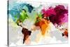Colourful World Map-GraphINC-Stretched Canvas