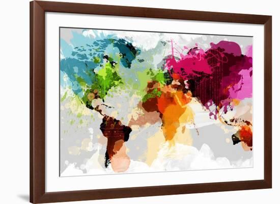 Colourful World Map-GraphINC-Framed Art Print