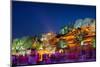 Colourfully Illuminated Traditional Architecture and Trees in the Old Town of Lijiang-Andreas Brandl-Mounted Photographic Print