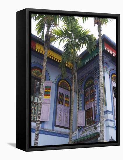 Colourfully Painted Building in Little India, Singapore, Southeast Asia-Amanda Hall-Framed Stretched Canvas