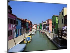 Colourfully Painted Houses Situated on Canal Banks on the Island of Burano, Located Near Venice, Ve-Kimberley Coole-Mounted Photographic Print