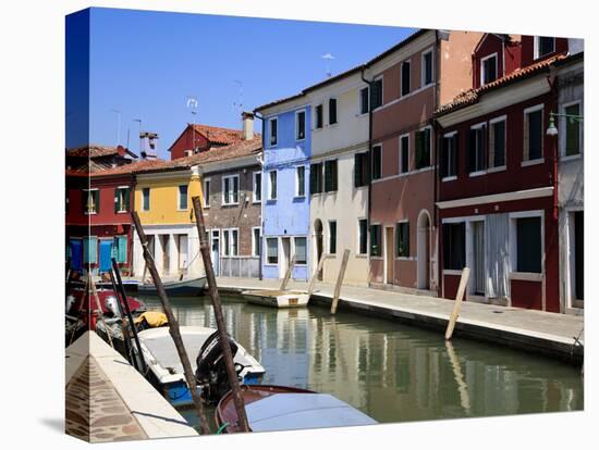Colourfully Painted Houses Situated on Canal Banks on the Island of Burano, Located Near Venice, Ve-Kimberley Coole-Stretched Canvas