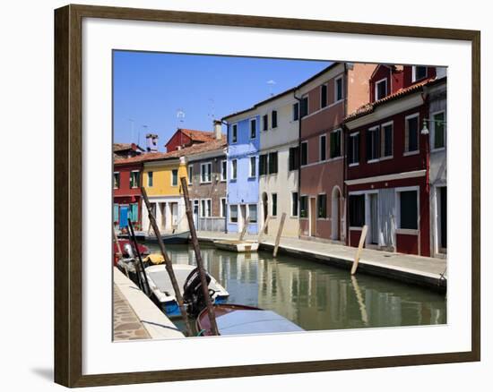 Colourfully Painted Houses Situated on Canal Banks on the Island of Burano, Located Near Venice, Ve-Kimberley Coole-Framed Photographic Print