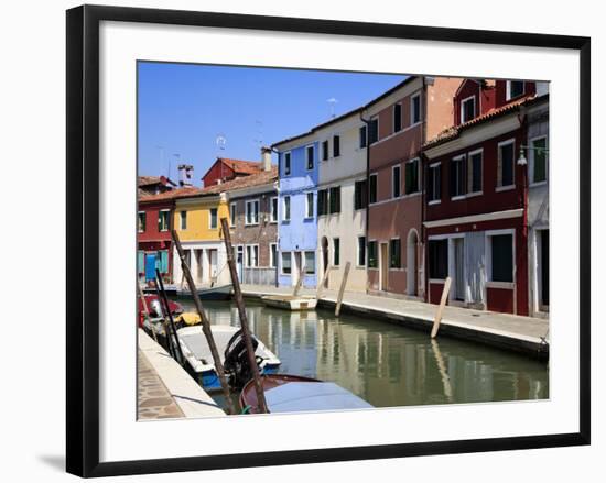 Colourfully Painted Houses Situated on Canal Banks on the Island of Burano, Located Near Venice, Ve-Kimberley Coole-Framed Photographic Print