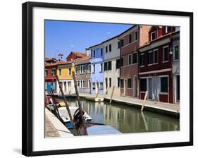 Colourfully Painted Houses Situated on Canal Banks on the Island of Burano, Located Near Venice, Ve-Kimberley Coole-Framed Photographic Print