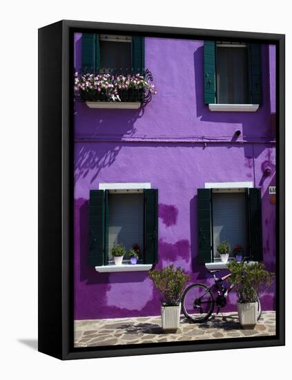 Colourfully Painted Houses Situated on Canal Banks on the Island of Burano, Located Near Venice, Ve-Kimberley Coole-Framed Stretched Canvas