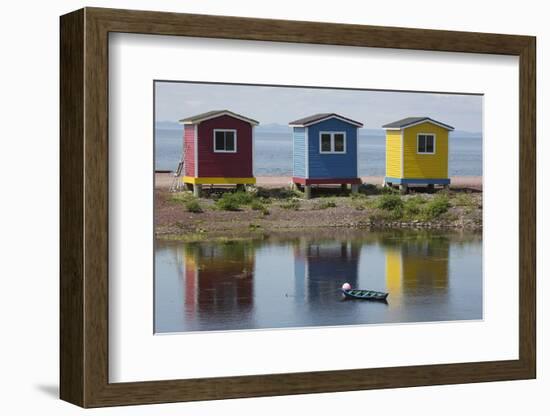 Colourfully Painted Huts by Shore of Atlantic Ocean at Heart's Delight-Islington in Newfoundland-Stuart Forster-Framed Photographic Print