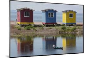 Colourfully Painted Huts by Shore of Atlantic Ocean at Heart's Delight-Islington in Newfoundland-Stuart Forster-Mounted Photographic Print