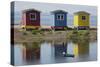 Colourfully Painted Huts by Shore of Atlantic Ocean at Heart's Delight-Islington in Newfoundland-Stuart Forster-Stretched Canvas