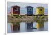 Colourfully Painted Huts by Shore of Atlantic Ocean at Heart's Delight-Islington in Newfoundland-Stuart Forster-Framed Photographic Print