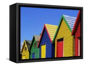 Colourfully Painted Victorian Bathing Huts in False Bay, Cape Town, South Africa, Africa-Yadid Levy-Framed Stretched Canvas