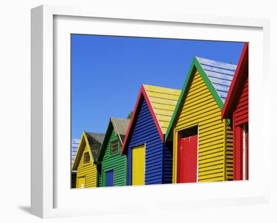 Colourfully Painted Victorian Bathing Huts in False Bay, Cape Town, South Africa, Africa-Yadid Levy-Framed Photographic Print