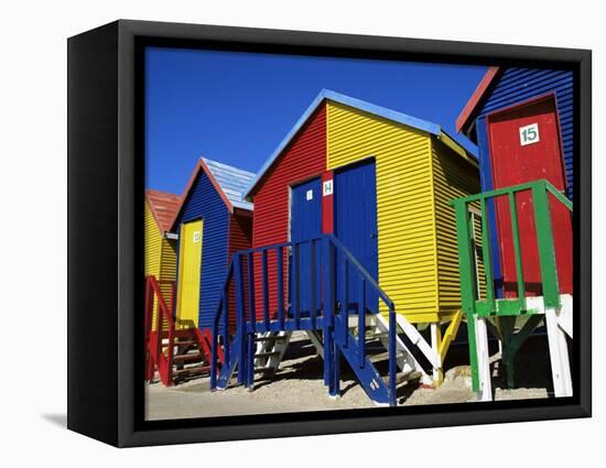 Colourfully Painted Victorian Bathing Huts in False Bay, Cape Town, South Africa, Africa-Yadid Levy-Framed Stretched Canvas