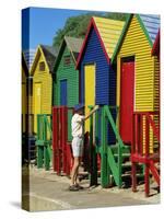 Colourfully Painted Victorian Bathing Huts in False Bay, Cape Town, South Africa, Africa-Yadid Levy-Stretched Canvas