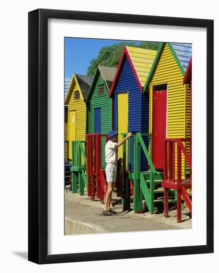 Colourfully Painted Victorian Bathing Huts in False Bay, Cape Town, South Africa, Africa-Yadid Levy-Framed Photographic Print