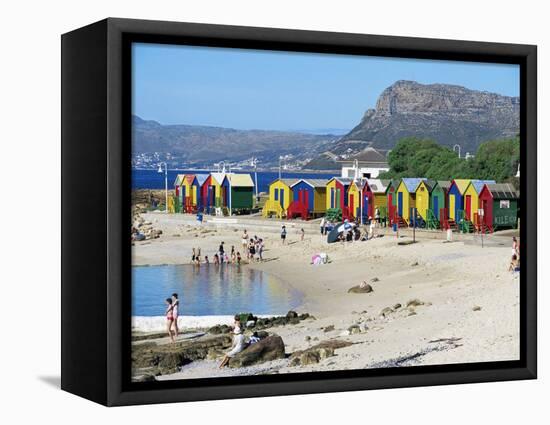 Colourfully Painted Victorian Bathing Huts in False Bay, Cape Town, South Africa, Africa-Yadid Levy-Framed Stretched Canvas