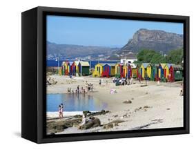 Colourfully Painted Victorian Bathing Huts in False Bay, Cape Town, South Africa, Africa-Yadid Levy-Framed Stretched Canvas