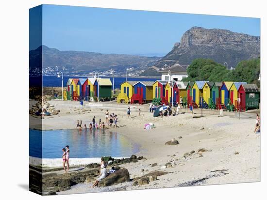 Colourfully Painted Victorian Bathing Huts in False Bay, Cape Town, South Africa, Africa-Yadid Levy-Stretched Canvas