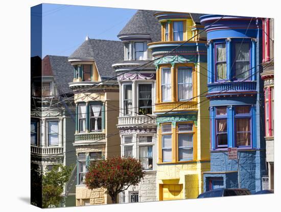 Colourfully Painted Victorian Houses in the Haight-Ashbury District of San Francisco, California, U-Gavin Hellier-Stretched Canvas