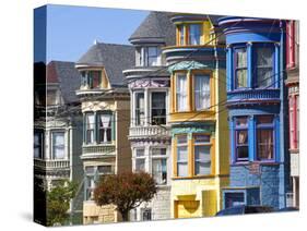 Colourfully Painted Victorian Houses in the Haight-Ashbury District of San Francisco, California, U-Gavin Hellier-Stretched Canvas