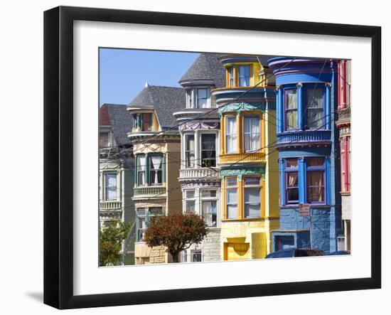 Colourfully Painted Victorian Houses in the Haight-Ashbury District of San Francisco, California, U-Gavin Hellier-Framed Photographic Print