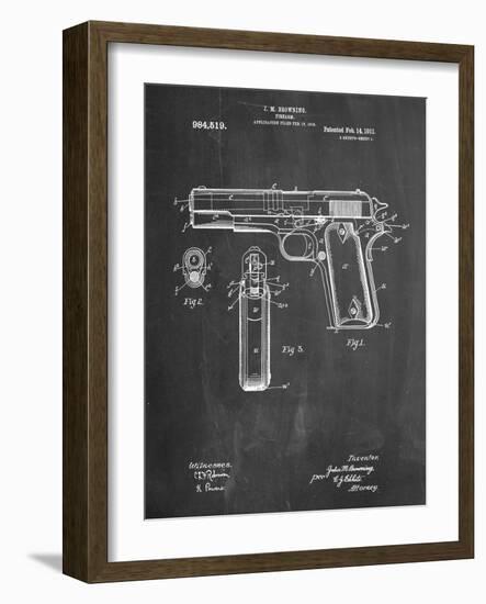 Colt 45 Patent 1911, Firearm Patent-null-Framed Art Print