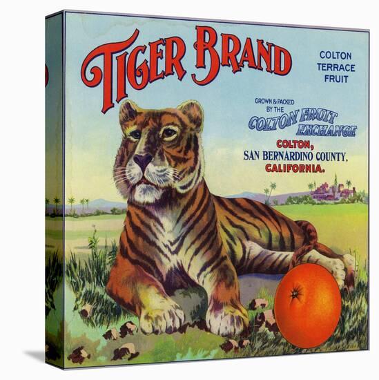 Colton, California, Tiger Brand Citrus Label-Lantern Press-Stretched Canvas