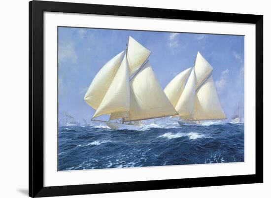 Columbia and Shamrock off Rhode Island, 1899-Steven Dews-Framed Giclee Print