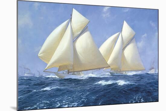 Columbia and Shamrock off Rhode Island, 1899-Steven Dews-Mounted Giclee Print