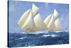 Columbia and Shamrock off Rhode Island, 1899-Steven Dews-Stretched Canvas