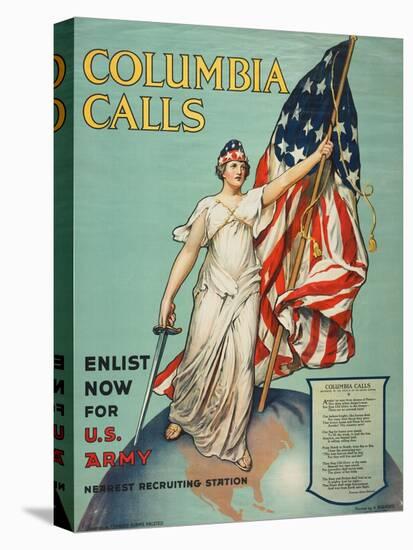 "Columbia Calls: Enlist Now For the U.S. Army", 1916-Frances Adams Halsted-Stretched Canvas