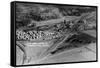 Columbia Falls, Montana - Aerial View of Town-Lantern Press-Framed Stretched Canvas