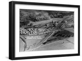 Columbia Falls, Montana - Aerial View of Town-Lantern Press-Framed Art Print