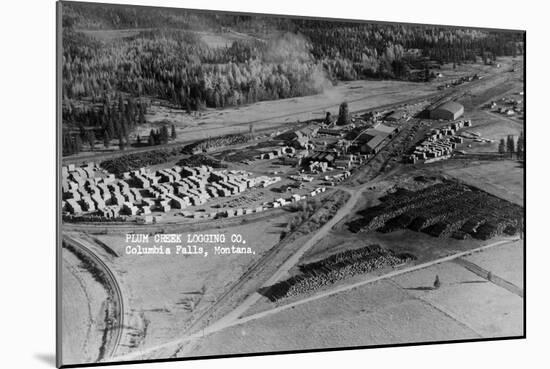 Columbia Falls, Montana - Aerial View of Town-Lantern Press-Mounted Art Print
