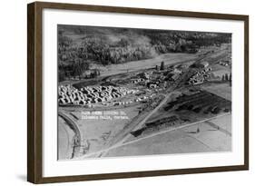 Columbia Falls, Montana - Aerial View of Town-Lantern Press-Framed Art Print