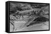 Columbia Falls, Montana - Aerial View of Town-Lantern Press-Framed Stretched Canvas