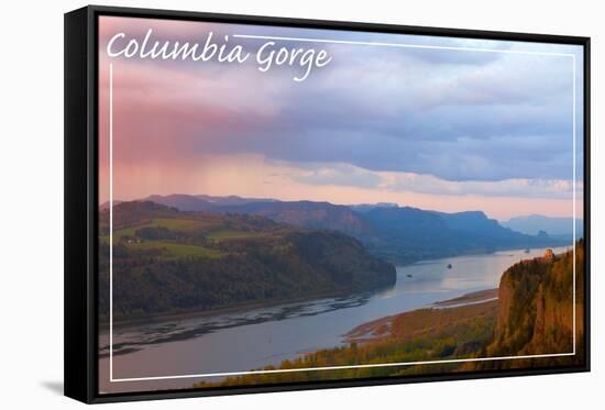 Columbia Gorge and Crown Point-Lantern Press-Framed Stretched Canvas