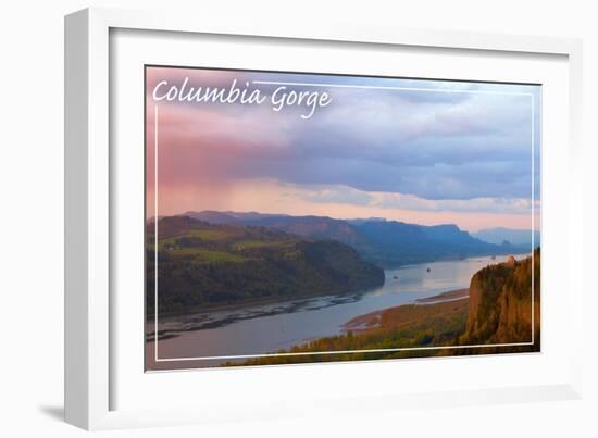 Columbia Gorge and Crown Point-Lantern Press-Framed Art Print
