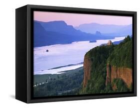 Columbia River below, Crown Point State Park, Oregon, USA-Charles Gurche-Framed Stretched Canvas