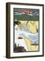 Columbia River Chart & Views-Lantern Press-Framed Art Print