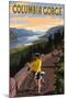 Columbia River Gorge - Bicycle Scene-Lantern Press-Mounted Art Print