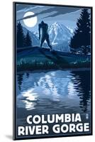 Columbia River Gorge - Bigfoot and Mountain-Lantern Press-Mounted Art Print