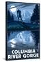 Columbia River Gorge - Bigfoot and Mountain-Lantern Press-Stretched Canvas