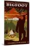 Columbia River Gorge - Home of Bigfoot-Lantern Press-Mounted Art Print