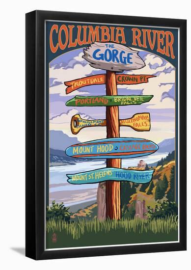 Columbia River Gorge, Oregon Destinations Sign-null-Framed Poster
